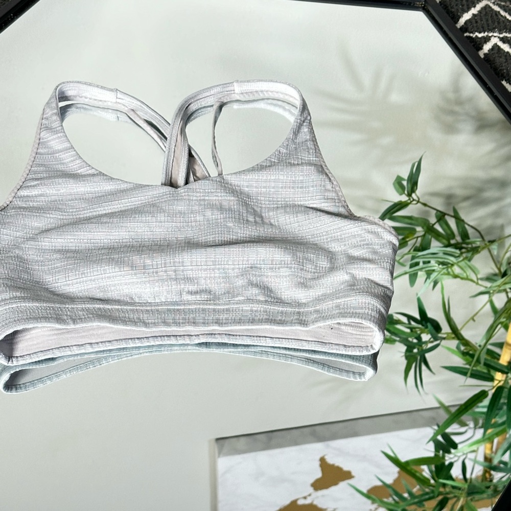 Athleta Sport Bra Medium Strappy Crossback Gray Pull On Medium Impact